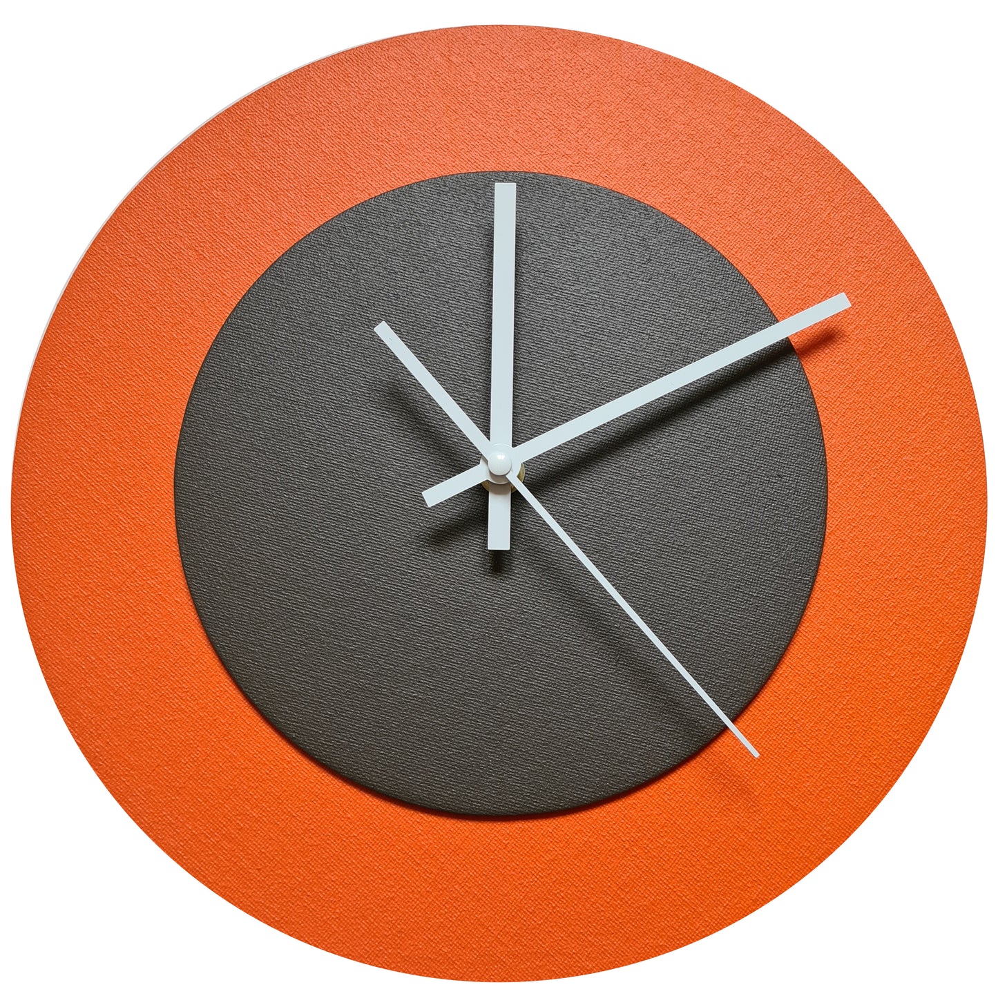 Pop Art Wanduhr Orange Dunkelbraun mit weißen Zeigern 30 cm rund