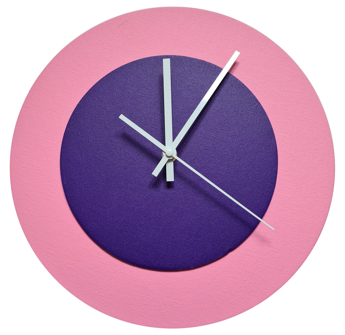 Pop Art Wanduhr Rosa Lilafarben mit weißen Zeigern 30 cm rund