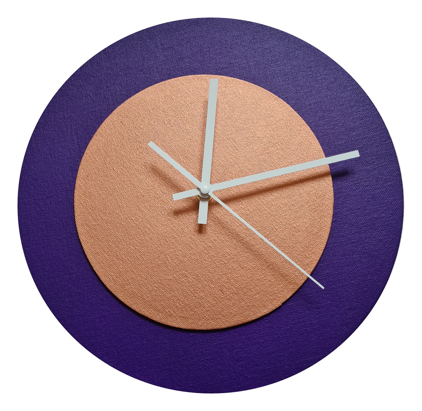 Pop Art Wanduhr Lila  Bronzefarben mit  weißen Zeigern 30 cm rund
