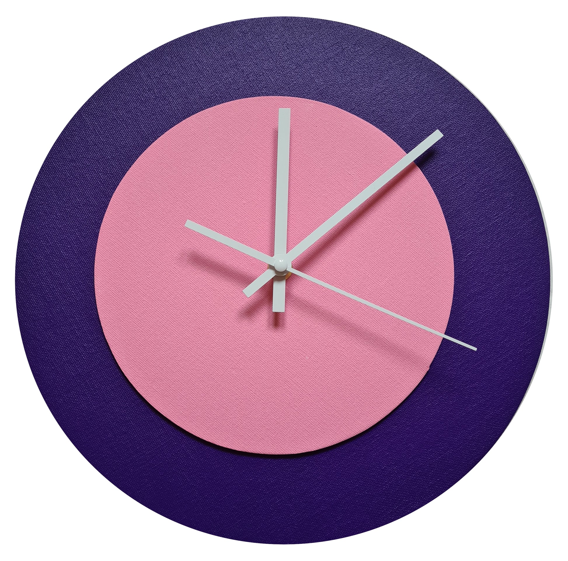 Pop Art Wanduhr Lila  Rosafarben mit weißen Zeigern 30 cm rund
