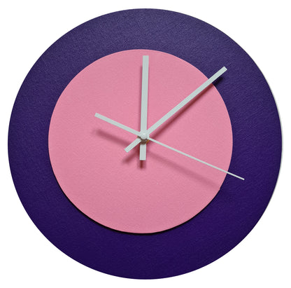 Pop Art Wanduhr Lila  Rosafarben mit weißen Zeigern 30 cm rund
