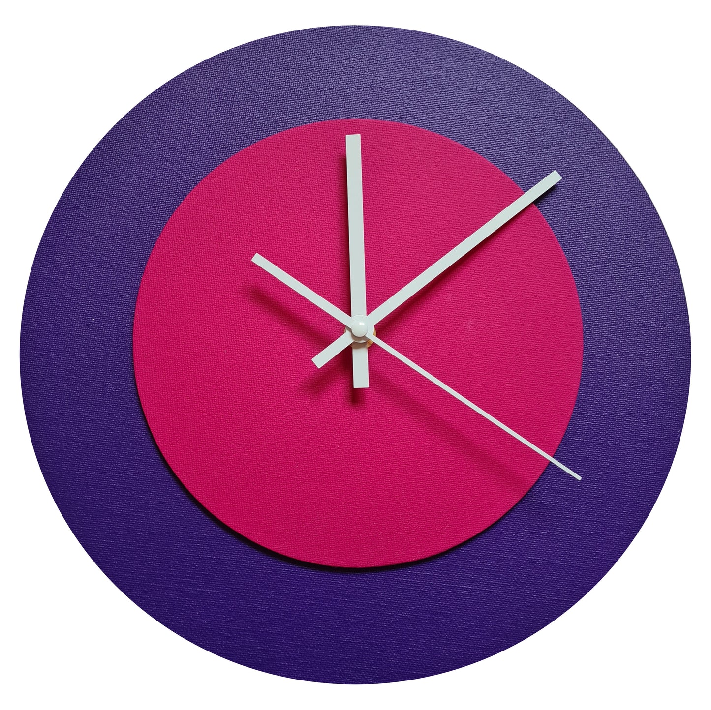 Pop Art Wanduhr Lila  Magentafarben mit weißen Zeigern 30 cm rund
