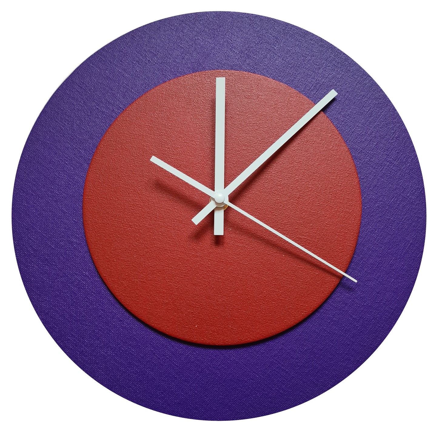 Pop Art Wanduhr Lila  Dunkelrot mit  weißen Zeigern 30 cm rund
