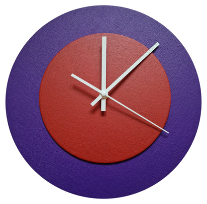 Pop Art Wanduhr Lila  Dunkelrot mit  weißen Zeigern 30 cm rund
