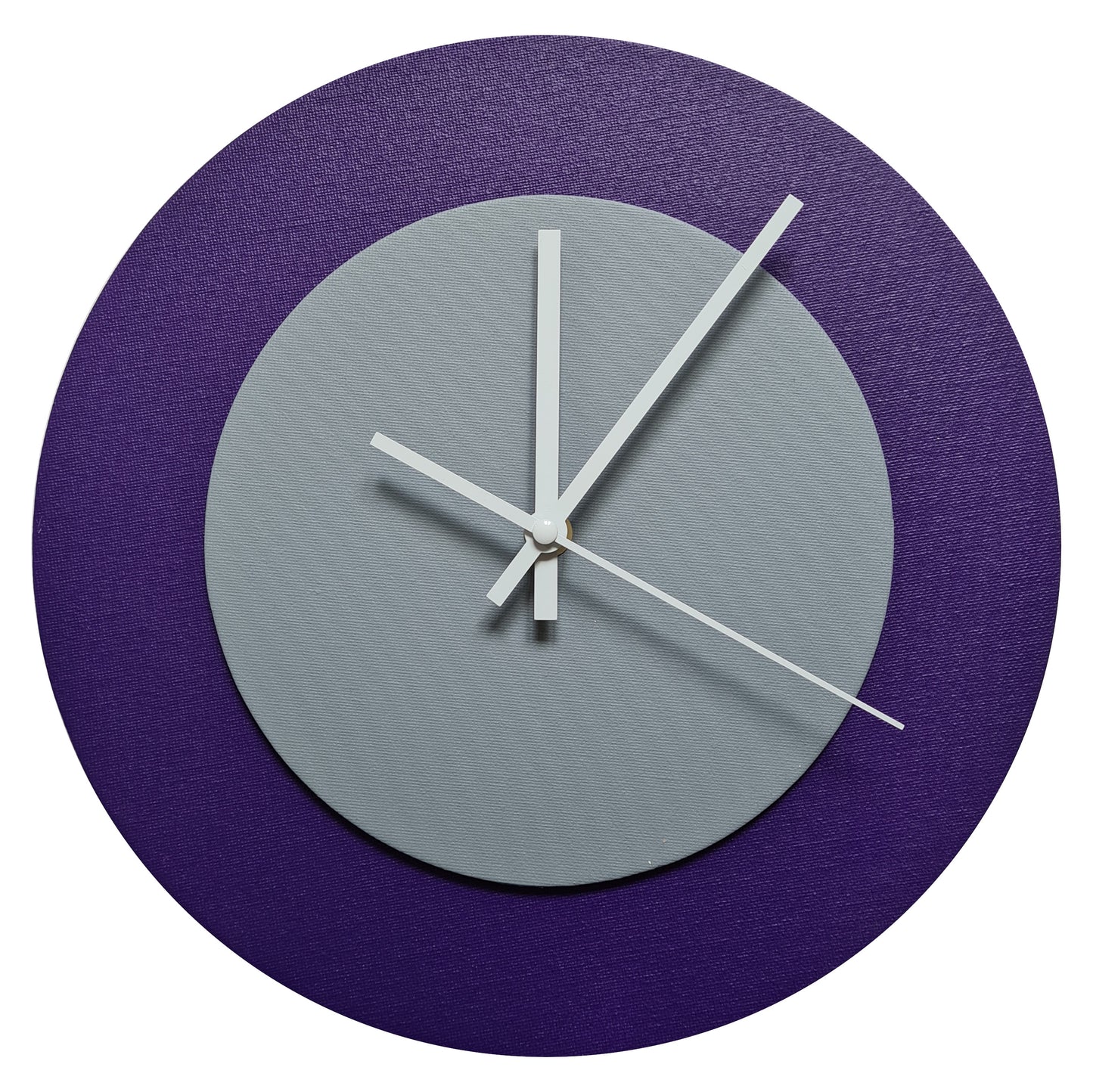 Pop Art Wanduhr Lila  Grau mit weißen Zeigern 30 cm rund
