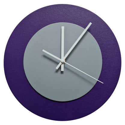 Pop Art Wanduhr Lila  Grau mit weißen Zeigern 30 cm rund
