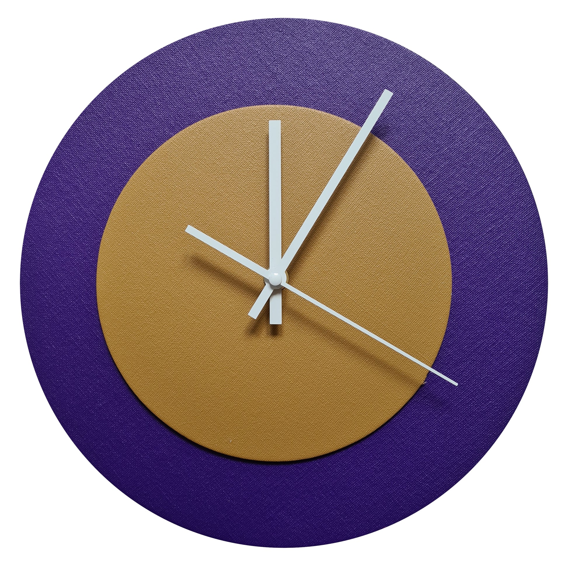 Pop Art Wanduhr Lila  Hellbraun mit weißen Zeigern 30 cm rund
