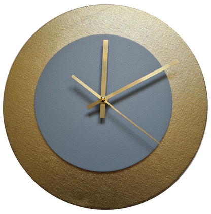 Pop Art Wanduhr Gold  Grau mit goldenen Zeigern 30 cm rund