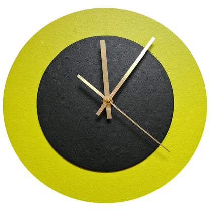 Pop Art Wanduhr Farngrün  Schwarz mit goldenen Zeigern 30 cm rund

