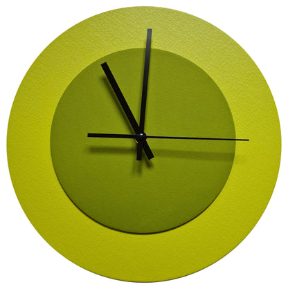 Pop Art Wanduhr Farngrün  Olivgrün mit schwarzen Zeigern 30 cm rund
