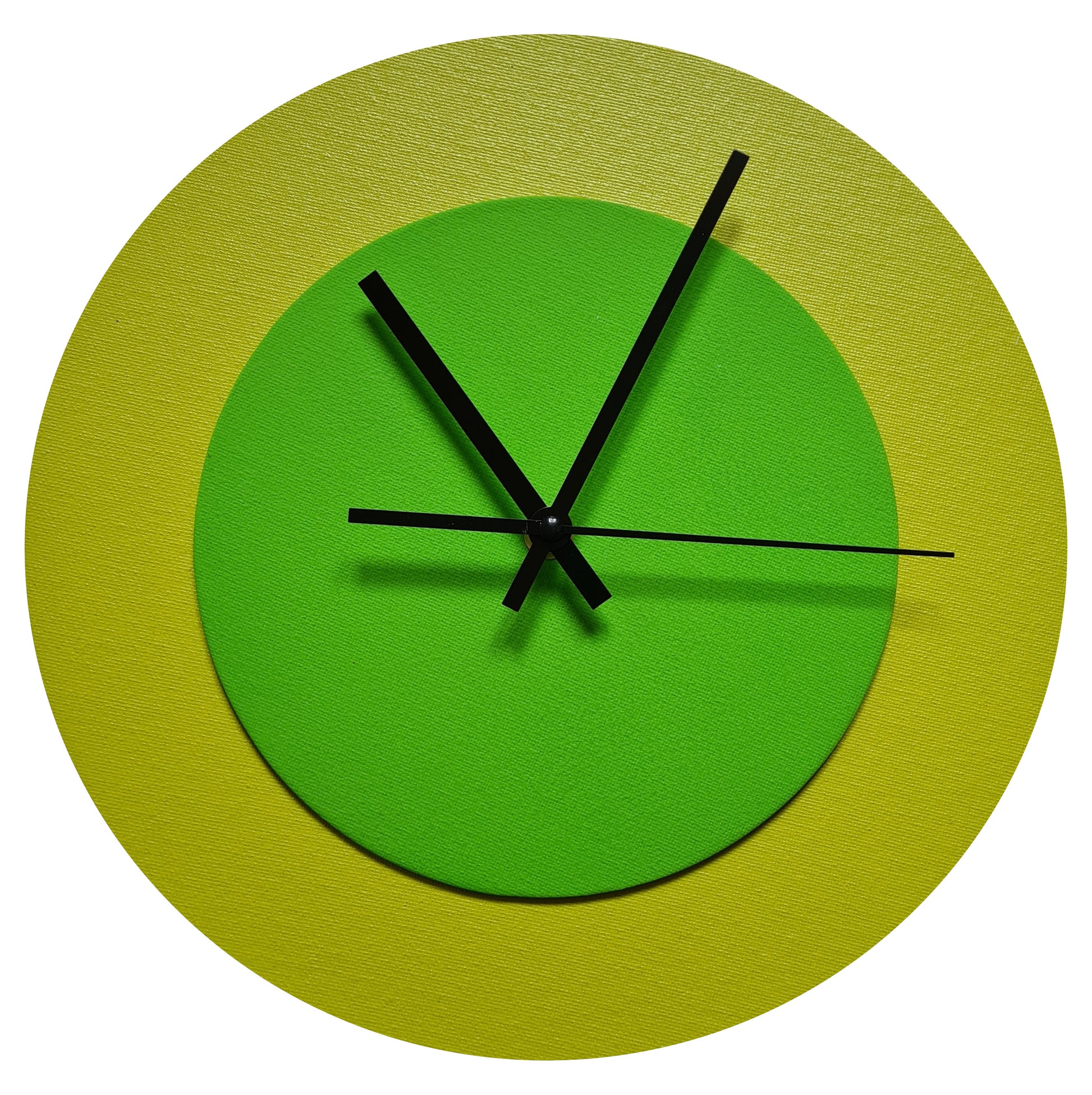 Pop Art Wanduhr Farngrün  Hellgrün mit schwarzen Zeigern 30 cm rund
