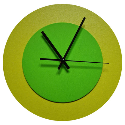 Pop Art Wanduhr Farngrün  Hellgrün mit schwarzen Zeigern 30 cm rund
