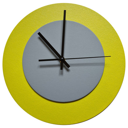 Pop Art Wanduhr Farngrün  Grau mit schwarzen Zeigern 30 cm rund
