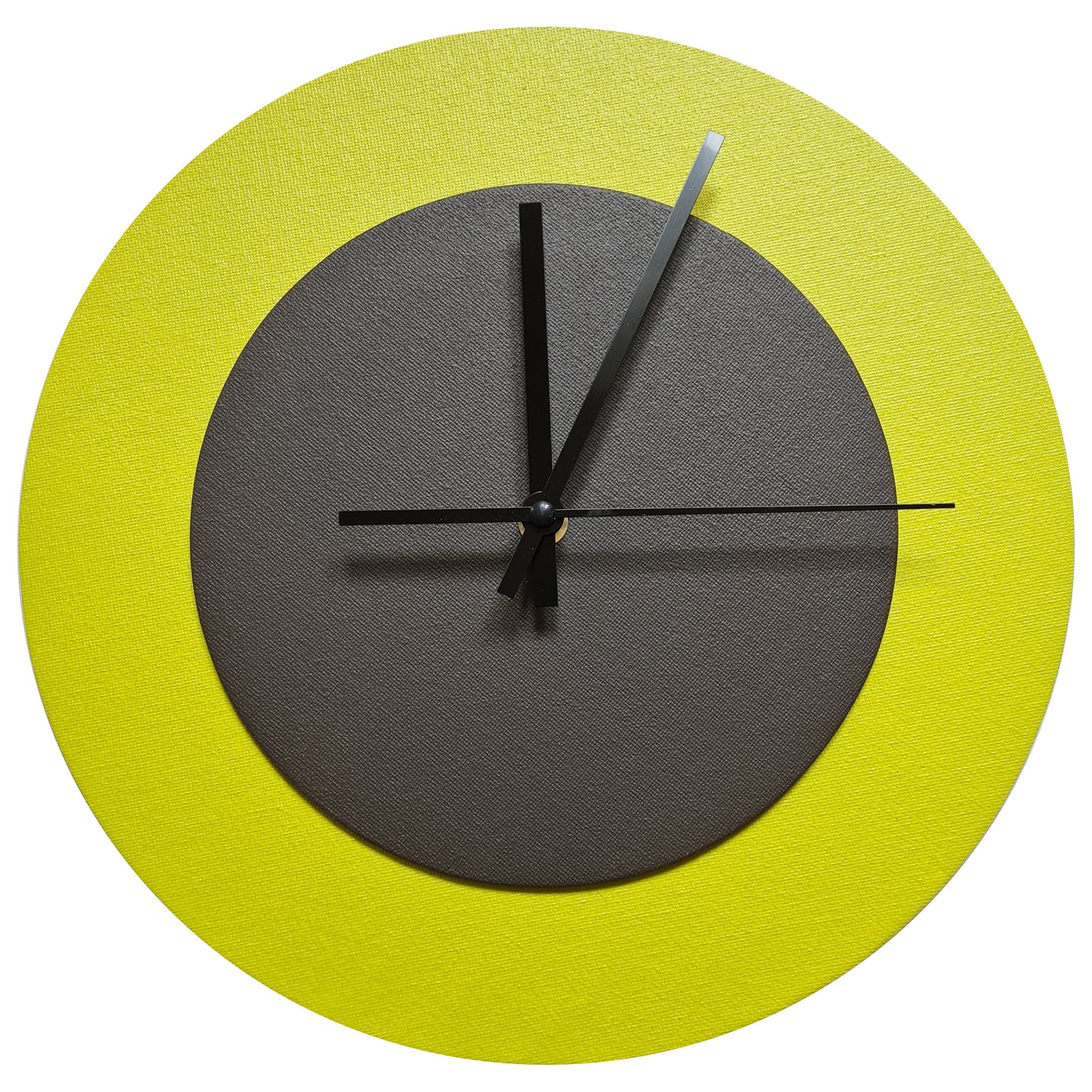 Pop Art Wanduhr Farngrün  Dunkelbraun mit schwarzen Zeigern 30 cm rund
