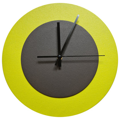 Pop Art Wanduhr Farngrün  Dunkelbraun mit schwarzen Zeigern 30 cm rund
