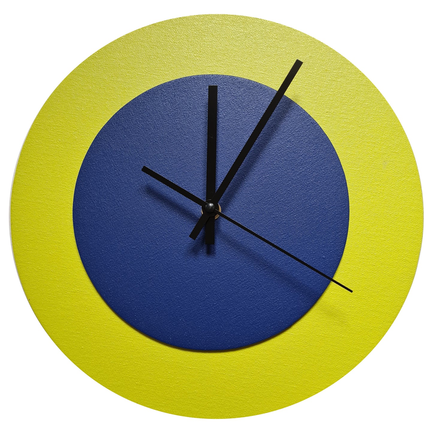 Pop Art Wanduhr Farngrün  Dunkelblau mit schwarzen Zeigern 30 cm rund
