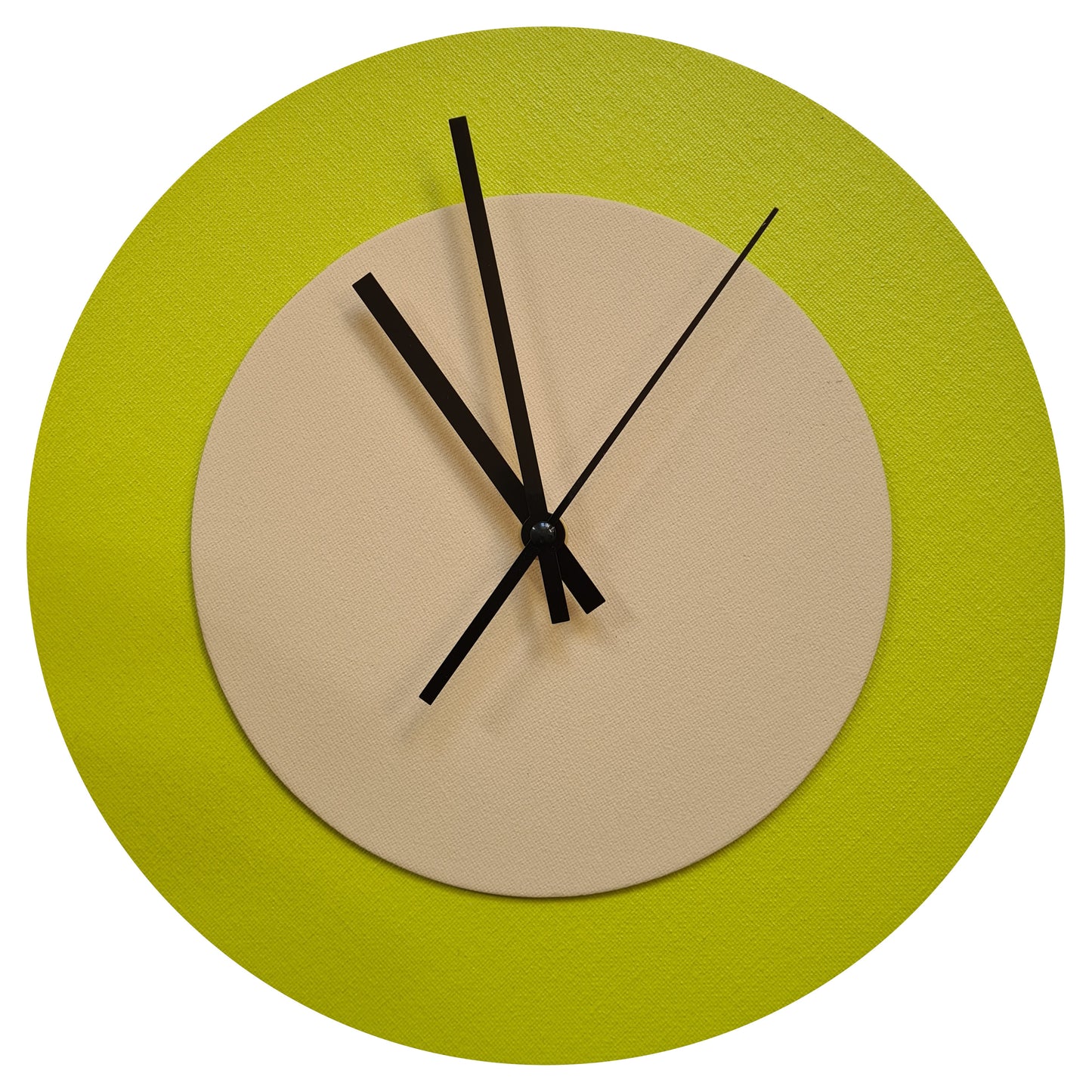Pop Art Wanduhr Farngrün  Cremefarben mit schwarzen Zeigern 30 cm rund
