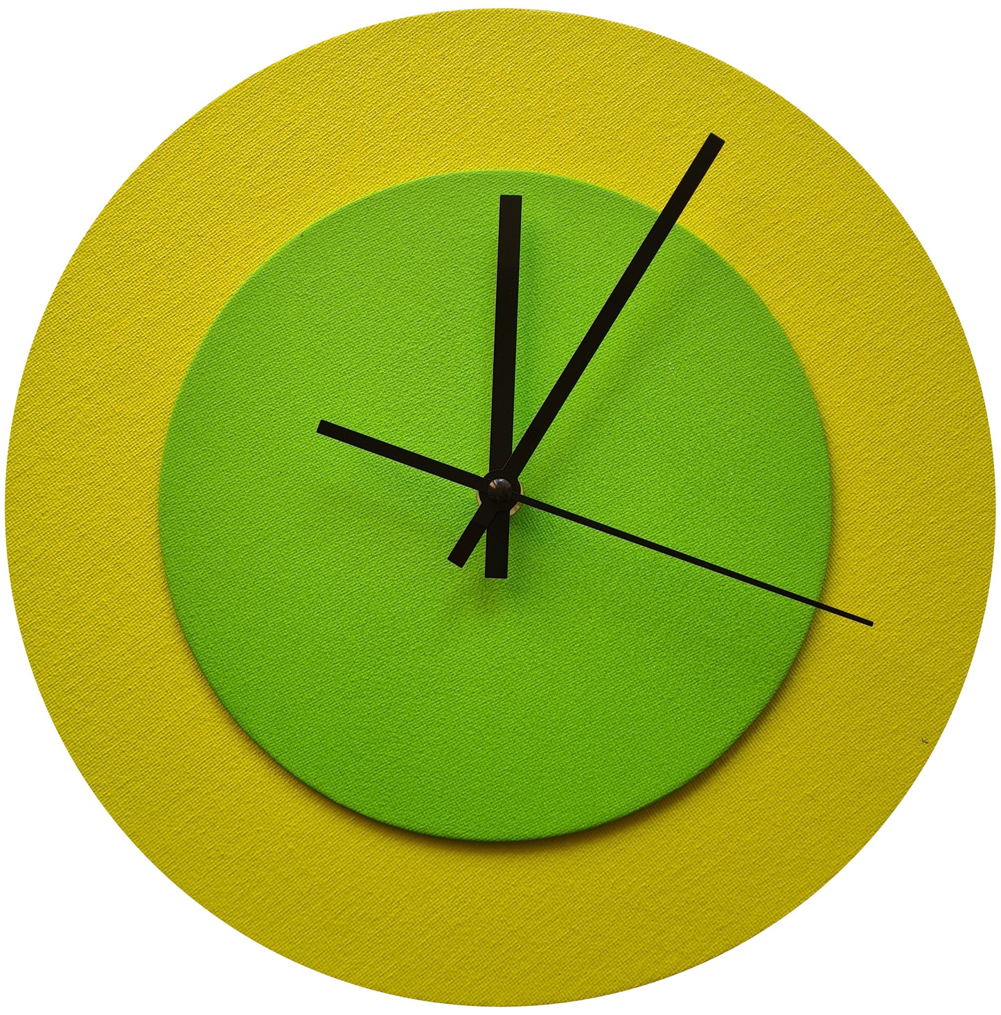 Pop Art Wanduhr Farngrün  Hellgrün mit schwarzen Zeigern 30 cm rund
