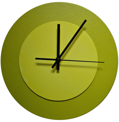 Pop Art Wanduhr Farngrün  Olivgrün mit schwarzen Zeigern 30 cm rund
