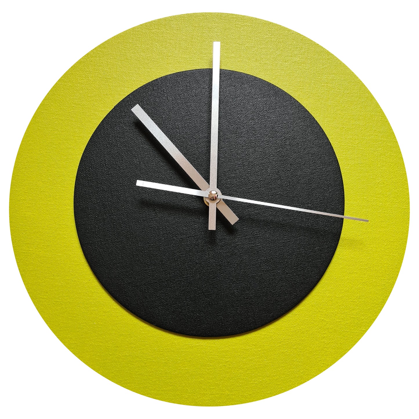 Pop Art Wanduhr Farngrün  Schwarz mit silbernen Zeigern 30 cm rund
