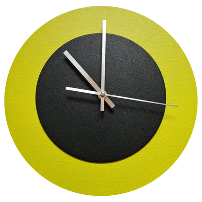 Pop Art Wanduhr Farngrün  Schwarz mit silbernen Zeigern 30 cm rund
