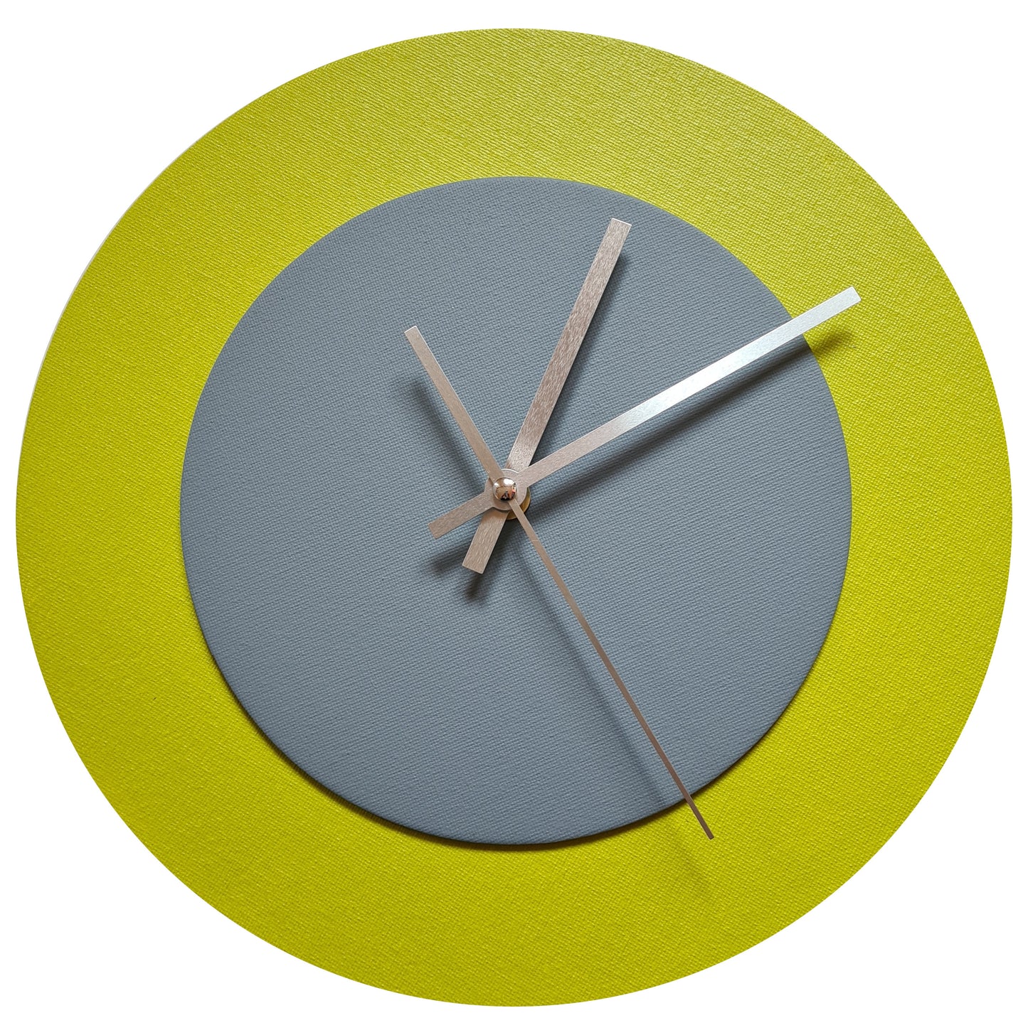 Pop Art Wanduhr Farngrün  Grau mit silbernen Zeigern 30 cm rund
