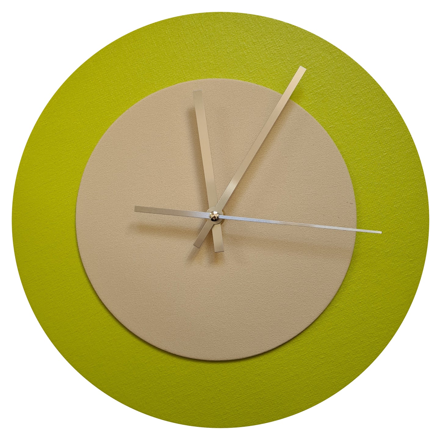 Pop Art Wanduhr Farngrün  Cremefarben mit silbernen Zeigern 30 cm rund
