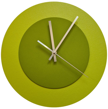 Pop Art Wanduhr Farngrün  Olivgrün mit silbernen Zeigern 30 cm rund
