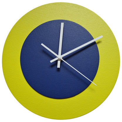 Pop Art Wanduhr Farngrün  Dunkelblau mit weißen Zeigern 30 cm rund
