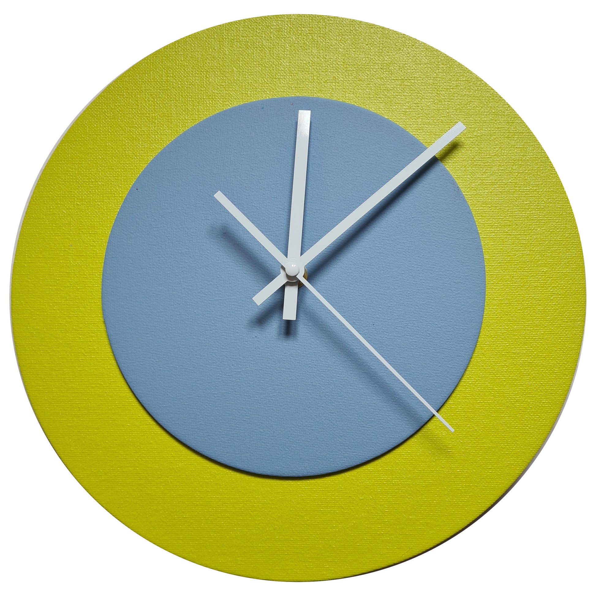 Pop Art Wanduhr Farngrün Hellblau  mit weißen Zeigern 30 cm rund
