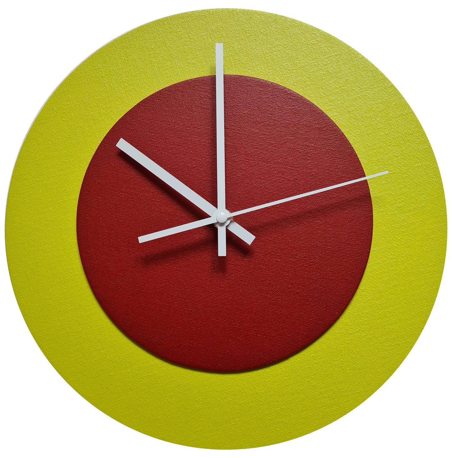 Pop Art Wanduhr Farngrün  Dunkelrot mit  weißen Zeigern 30 cm rund
