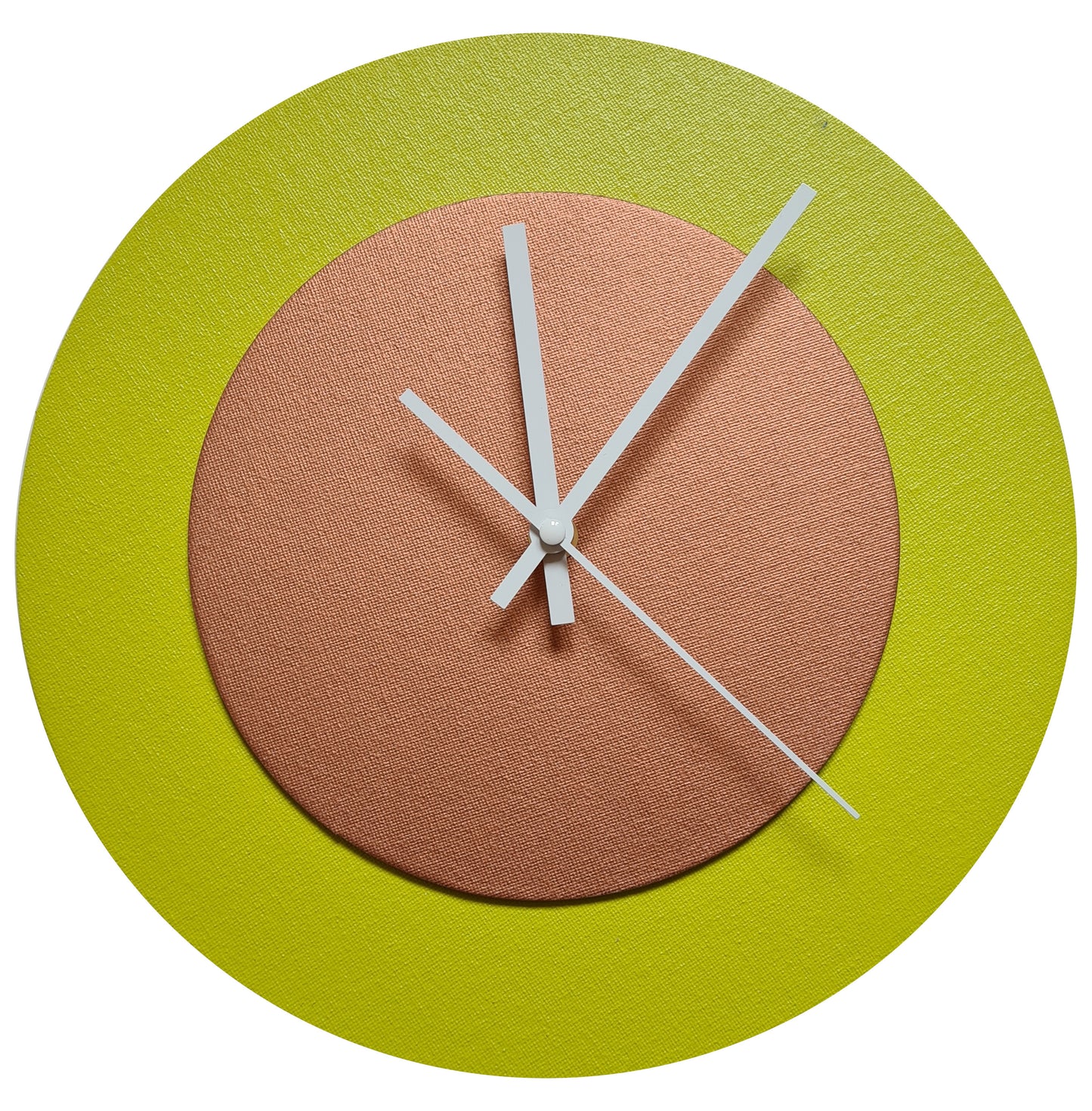 Pop Art Wanduhr Farngrün  Bronzefarben mit  weißen Zeigern 30 cm rund
