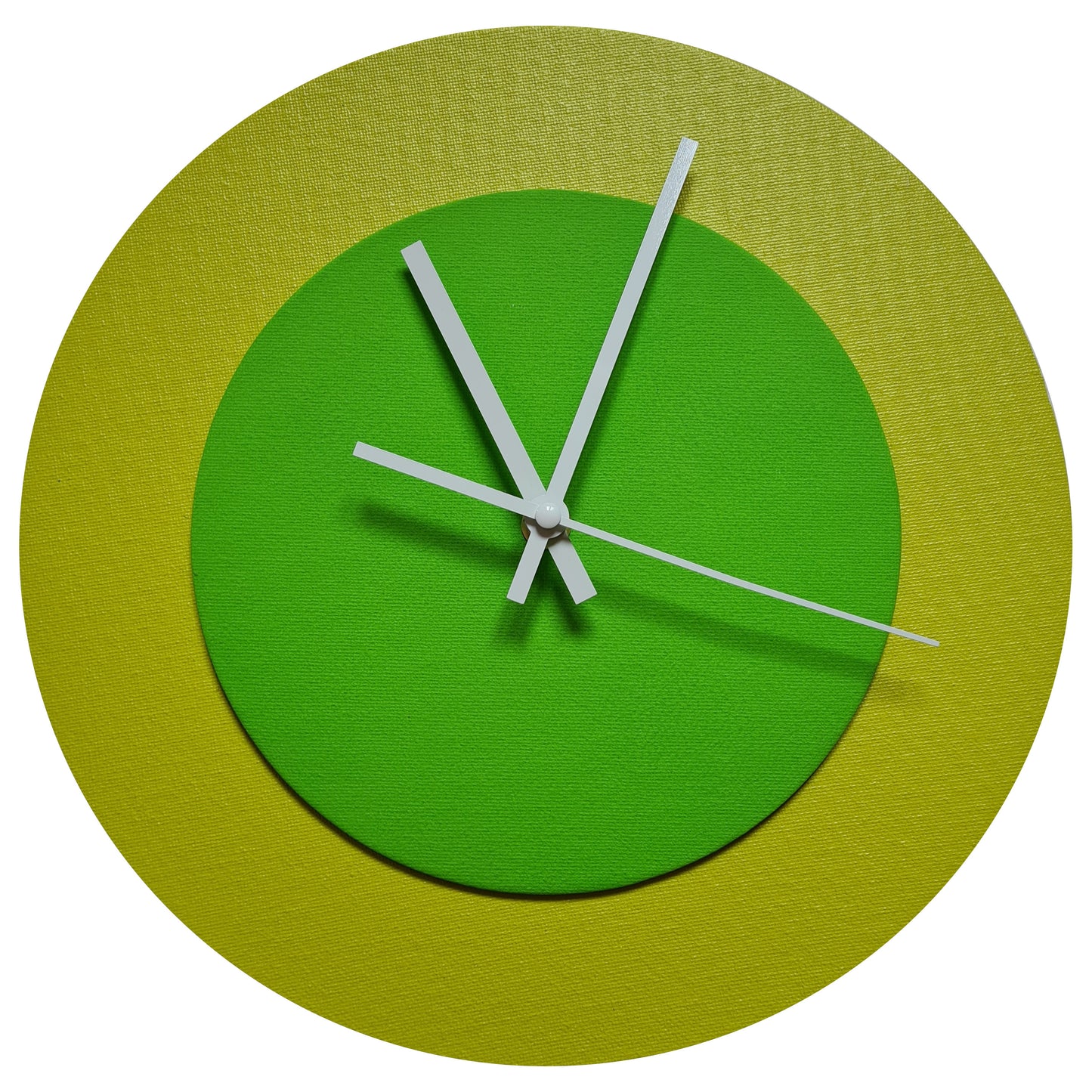 Pop Art Wanduhr Farngrün  Hellgrün mit weißen Zeigern 30 cm rund
