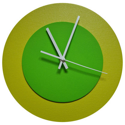 Pop Art Wanduhr Farngrün  Hellgrün mit weißen Zeigern 30 cm rund

