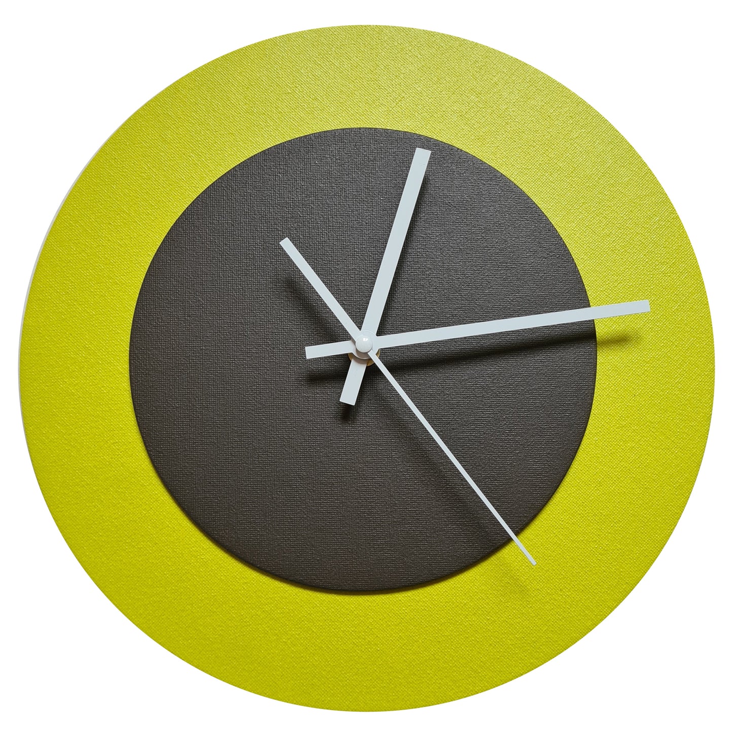 Pop Art Wanduhr Farngrün  Dunkelbraun mit weißen Zeigern 30 cm rund
