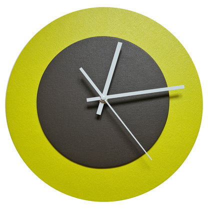 Pop Art Wanduhr Farngrün  Dunkelbraun mit weißen Zeigern 30 cm rund
