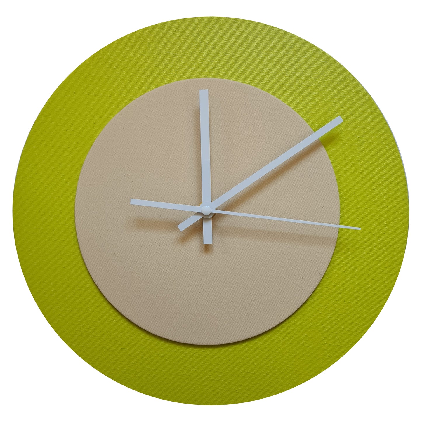 Pop Art Wanduhr Farngrün  Cremefarben mit weißen Zeigern 30 cm rund
