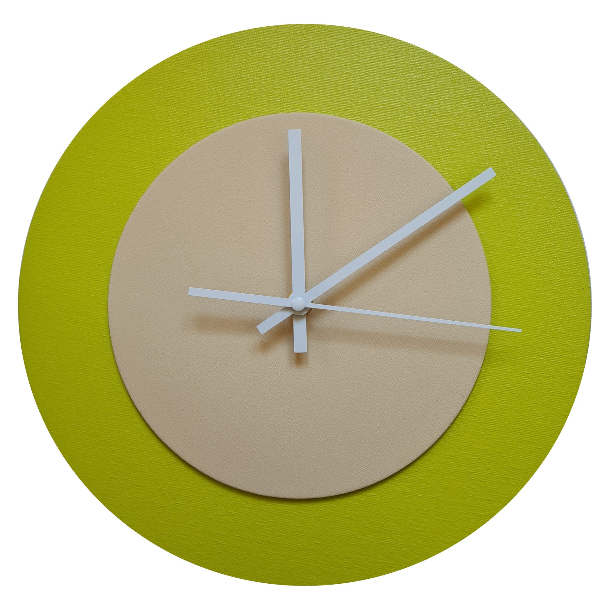 Pop Art Wanduhr Farngrün  Cremefarben mit weißen Zeigern 30 cm rund

