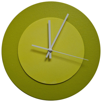Pop Art Wanduhr Farngrün  Olivgrün mit weißen Zeigern 30 cm rund
