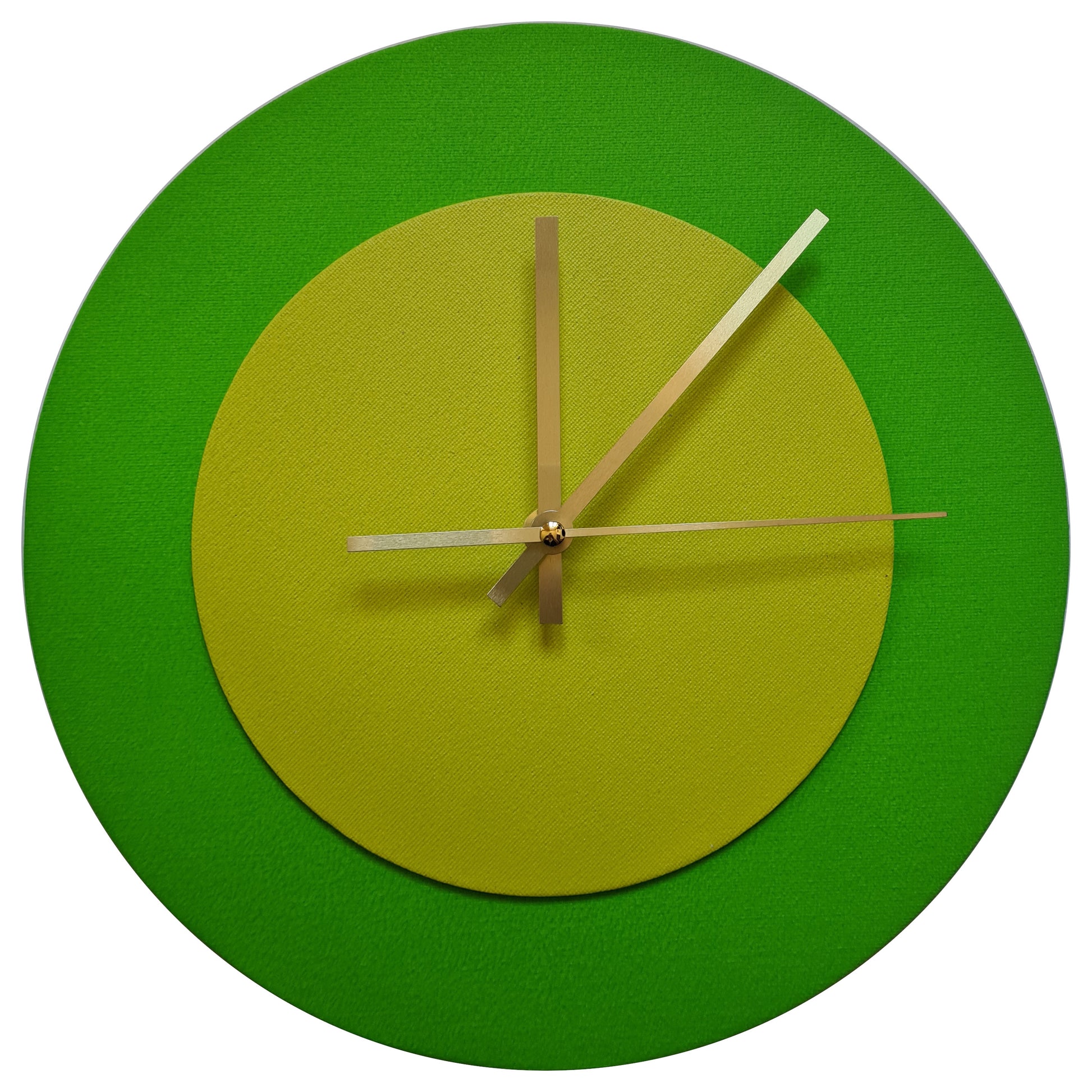 Pop Art Wanduhr Hellgrün  Farngrün mit goldenen Zeigern 30 cm rund
