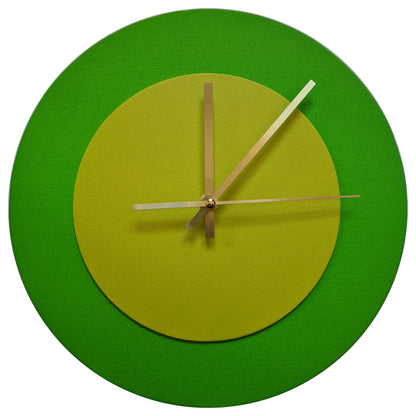 Pop Art Wanduhr Hellgrün  Farngrün mit goldenen Zeigern 30 cm rund

