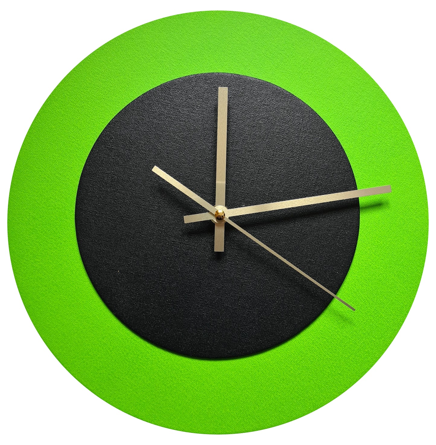 Pop Art Wanduhr Hellgrün  Schwarz mit goldenen Zeigern 30 cm rund
