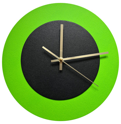 Pop Art Wanduhr Hellgrün  Schwarz mit goldenen Zeigern 30 cm rund
