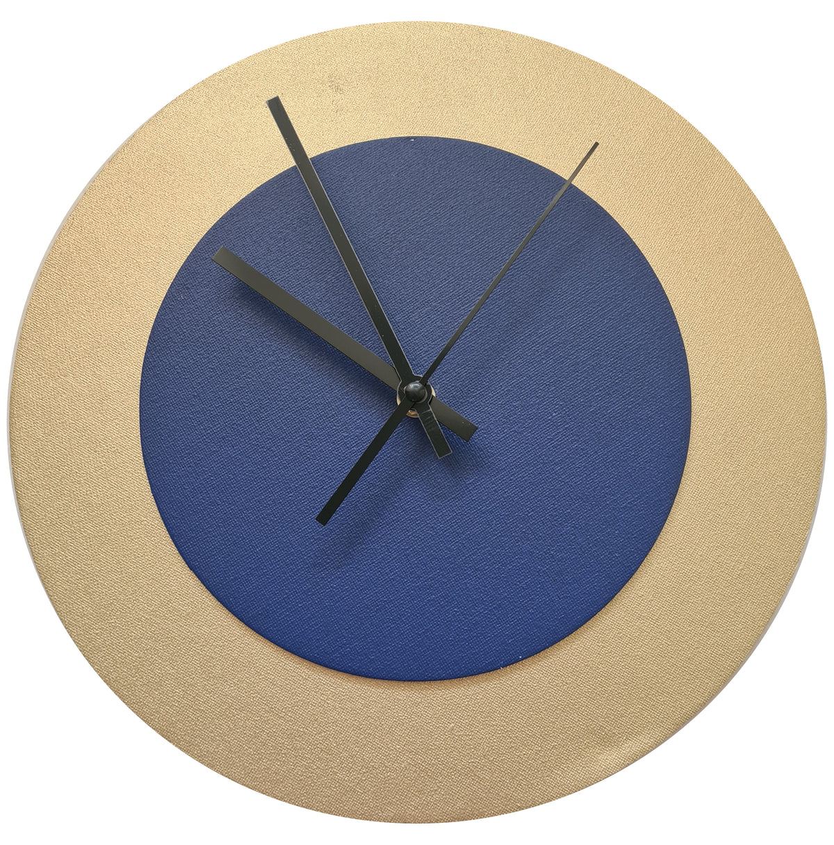 Pop Art Wanduhr Gold  Dunkelblau mit schwarzen Zeigern 30 cm rund
