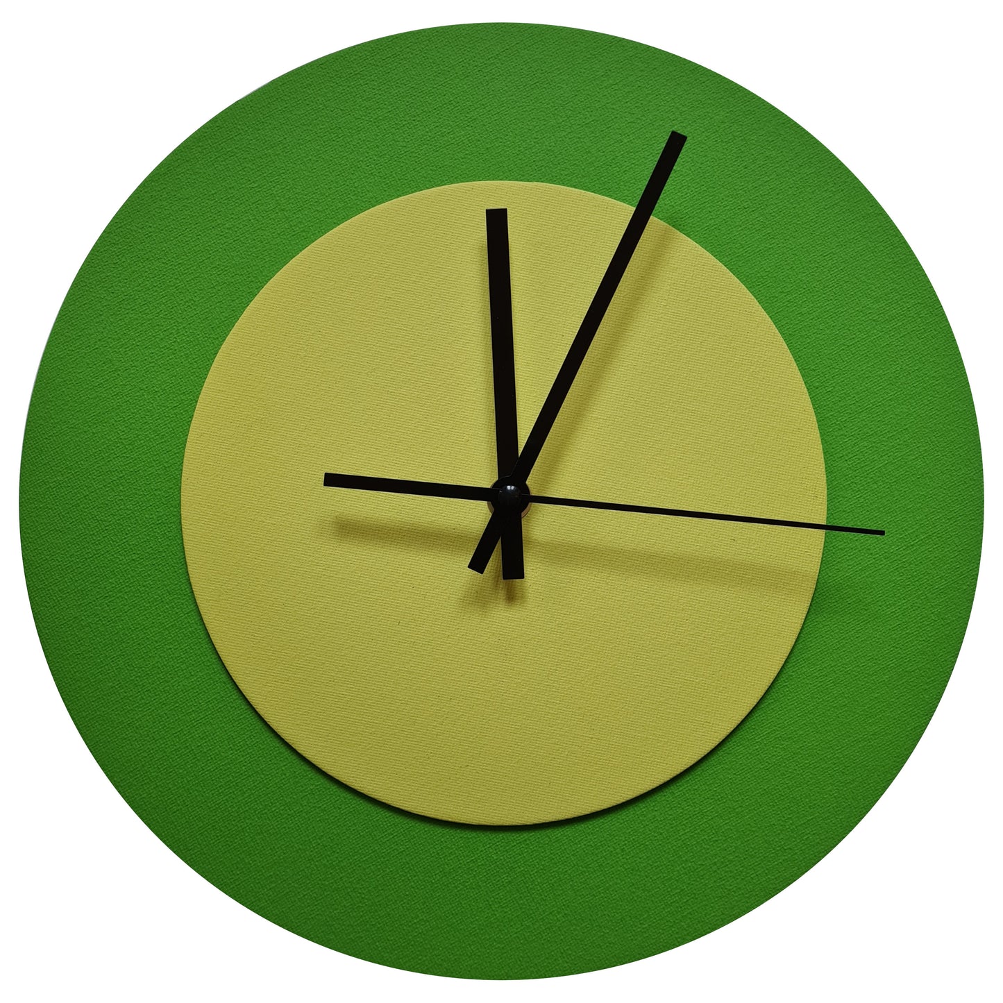 Pop Art Wanduhr Hellgrün  Farngrün mit schwarzen Zeigern 30 cm rund
