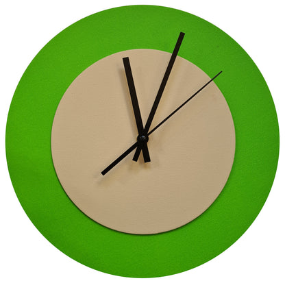 Pop Art Wanduhr Hellgrün  Cremefarben mit schwarzen Zeigern 30 cm rund
