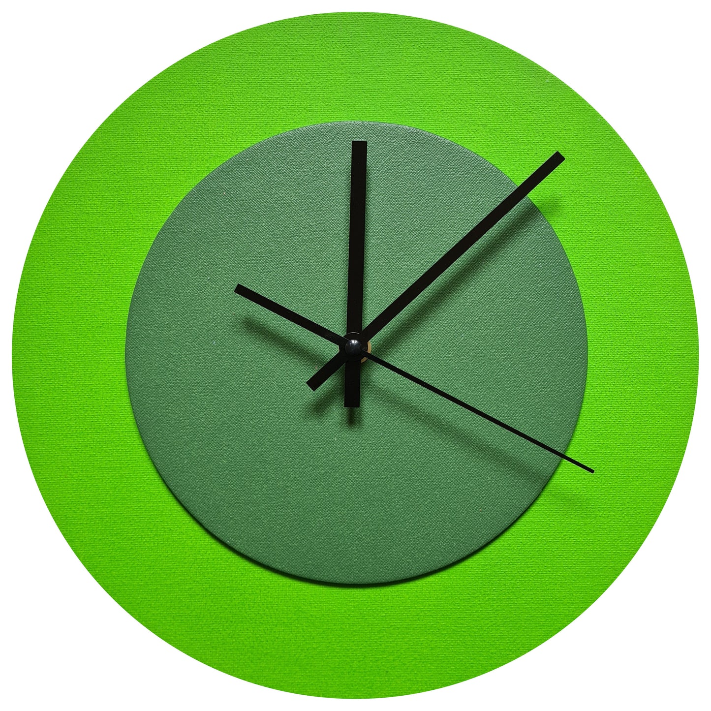 Pop Art Wanduhr Hellgrün  Laubgrün mit schwarzen Zeigern 30 cm rund

