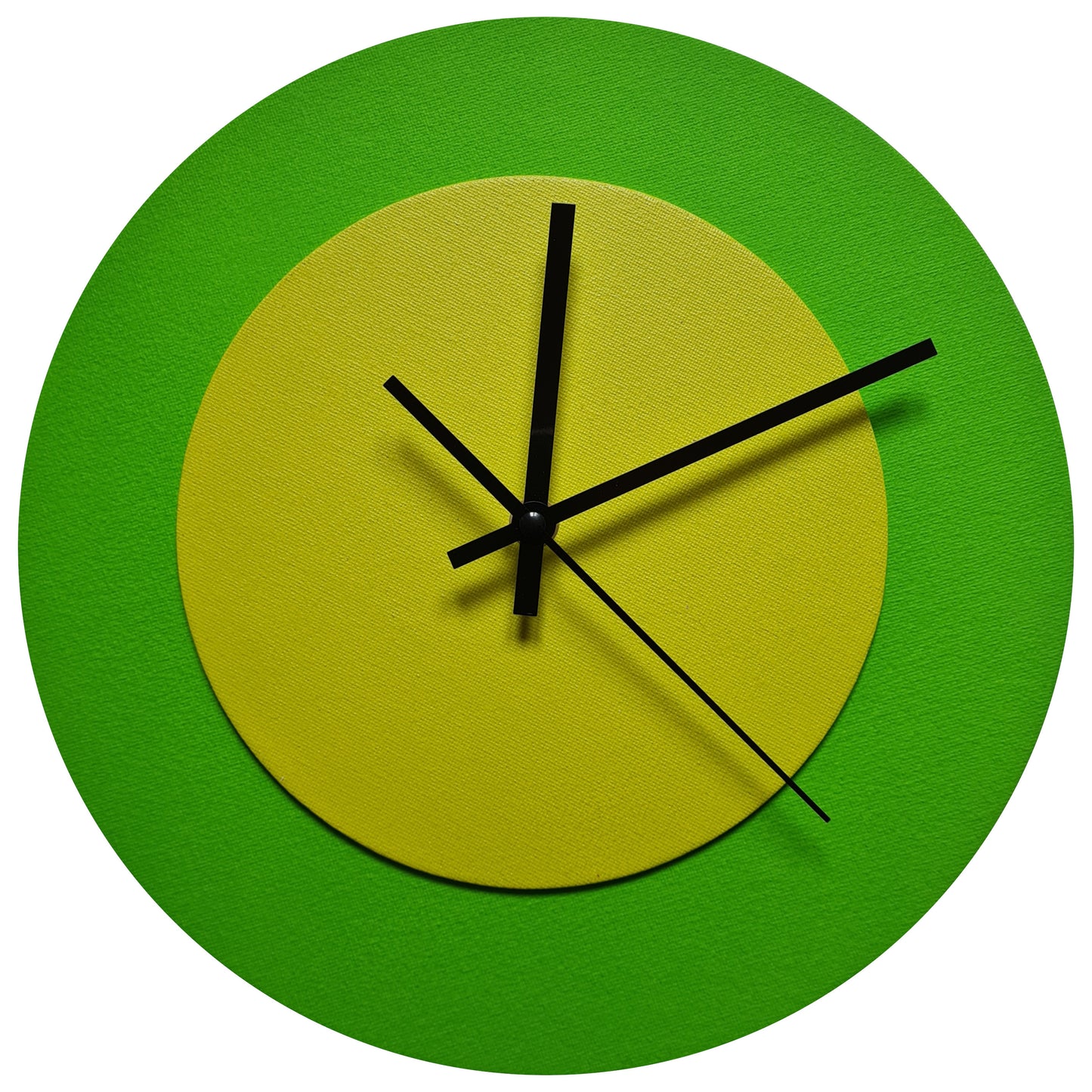 Pop Art Wanduhr Hellgrün  Farngrün mit schwarzen Zeigern 30 cm rund

