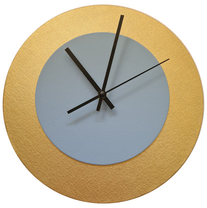 Pop Art Wanduhr Gold  Grau mit schwarzen Zeigern 30 cm rund
