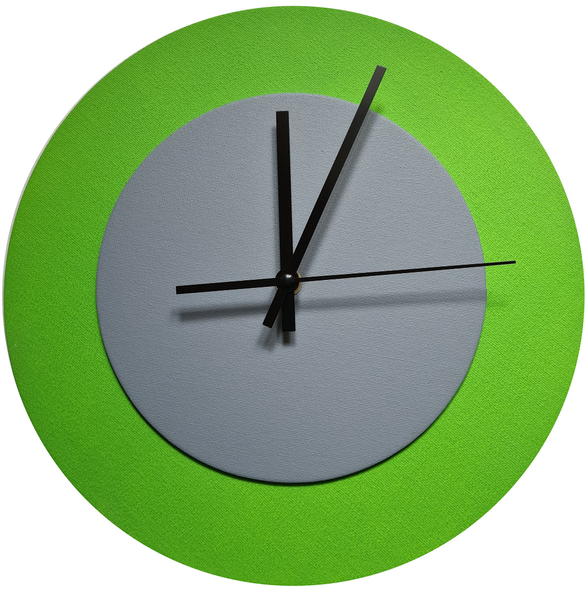 Pop Art Wanduhr Hellgrün  Grau mit schwarzen Zeigern 30 cm rund
